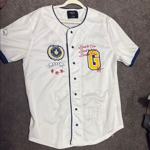 Rue21 White Jersey with Blue Trim